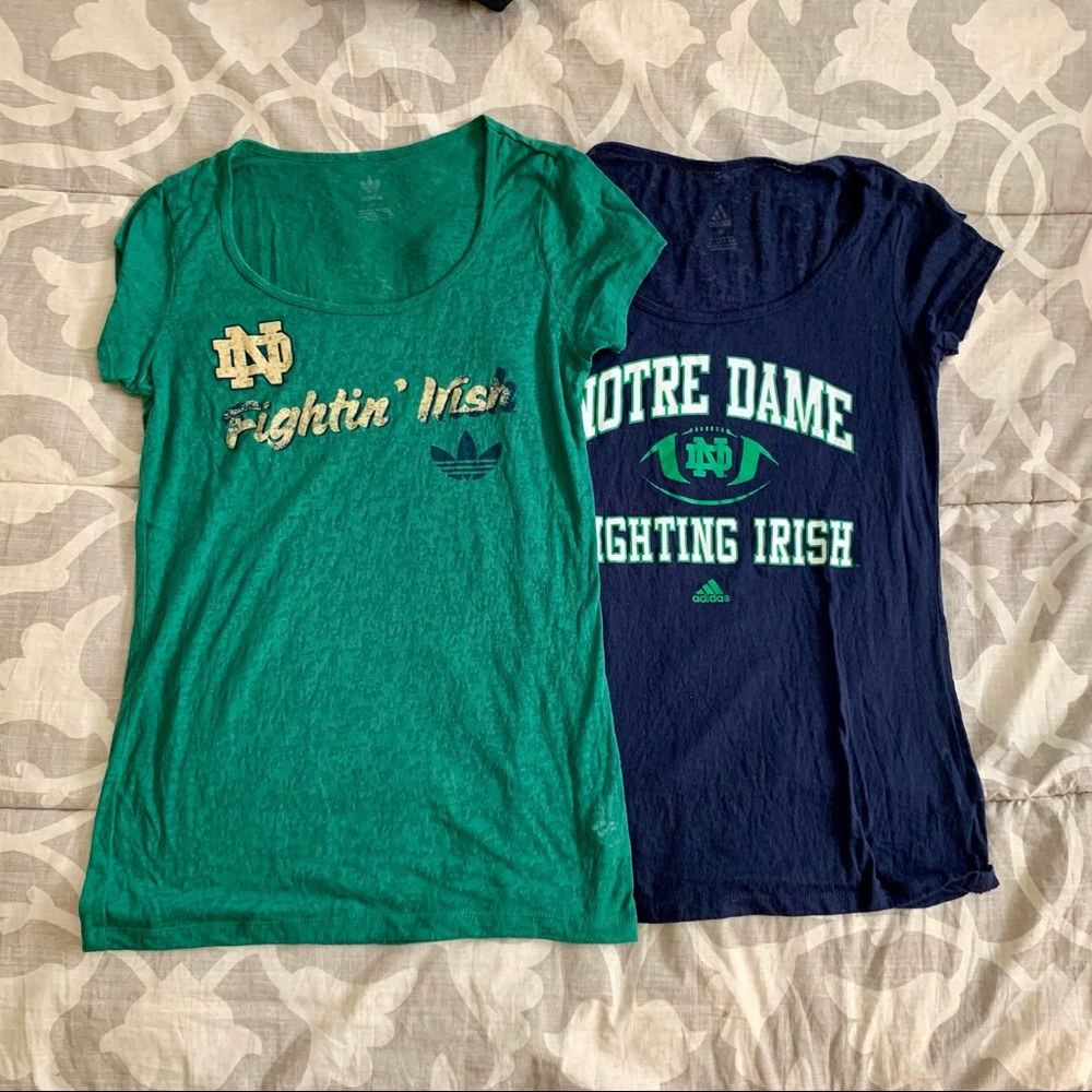 Two Adidas Notre Dame Tees